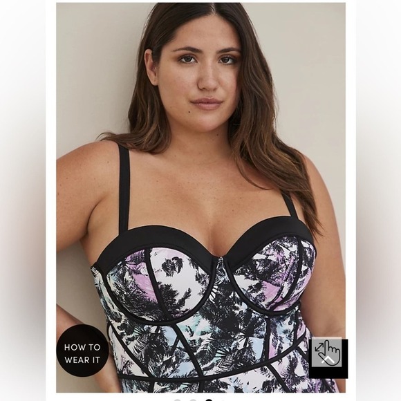 New! Torrid sz 4 Palms Tropical Bathing Swim Suit 4X - Picture 2 of 5